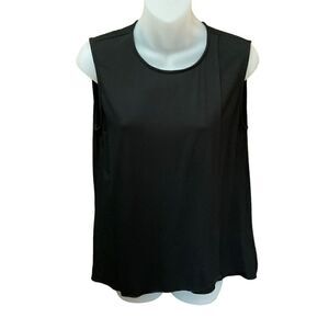 NYC Bela Blouse Round Neck Flap Front Black Keyhole Back Closure Junior 3